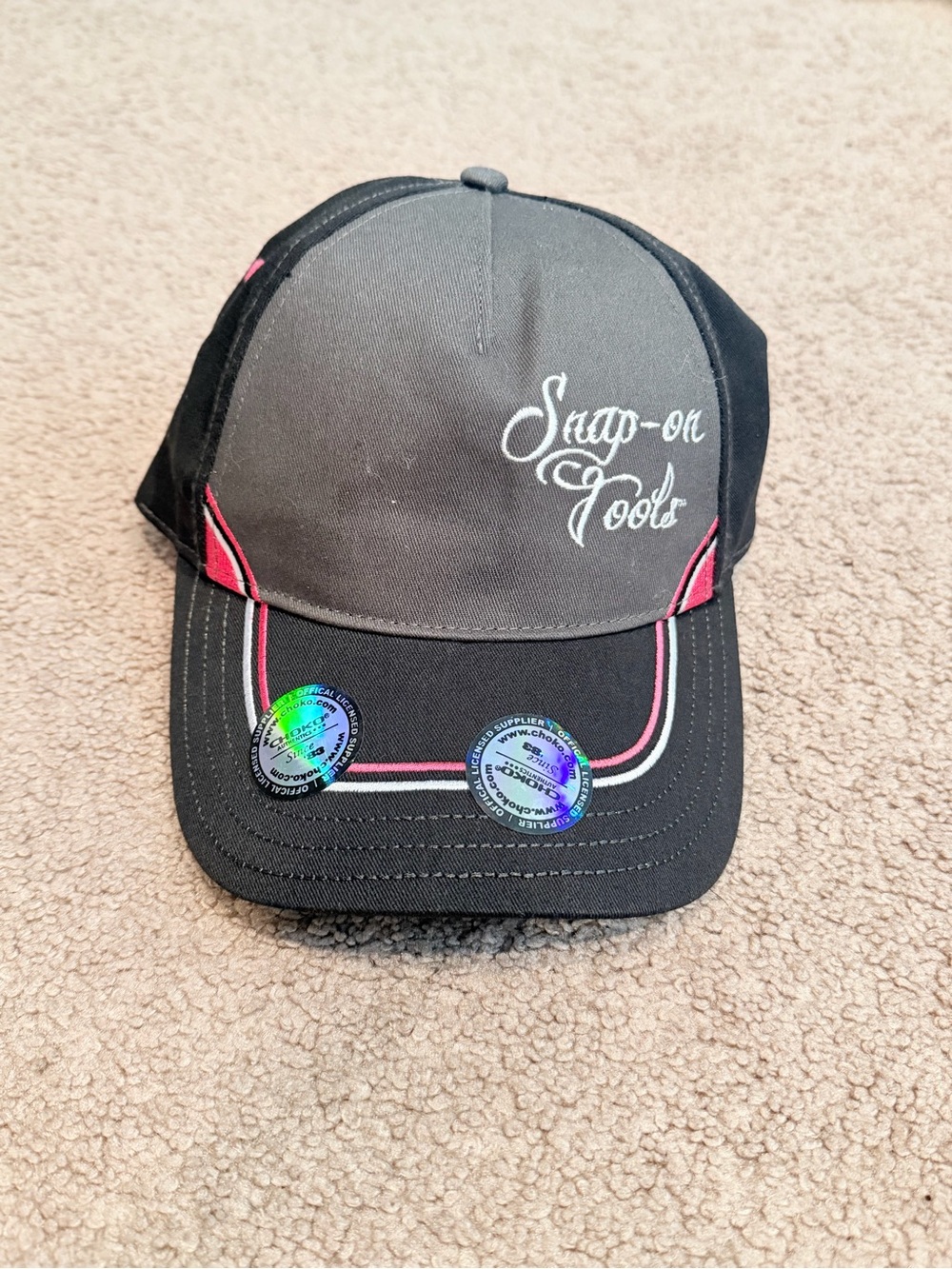 Snap-on Tools Black and Gray Baseball Cap with Pink Trim